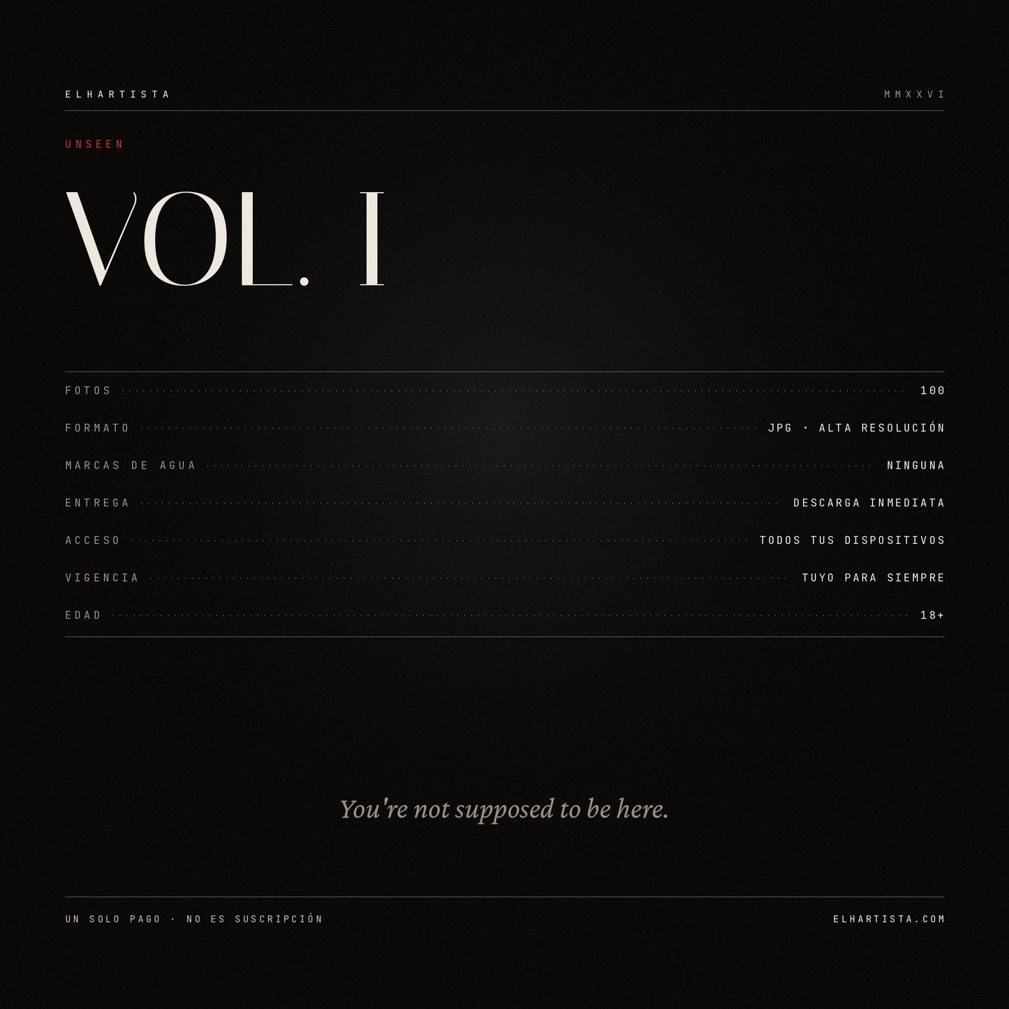 UNSEEN Vol. 1 — 100 Fotos Sin Censura